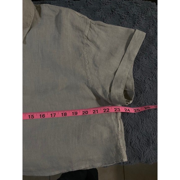 Zara US Size Large L flax beige Cropped 100% Linen Boxy Oversize Lagenlook lagum - Picture 11 of 12